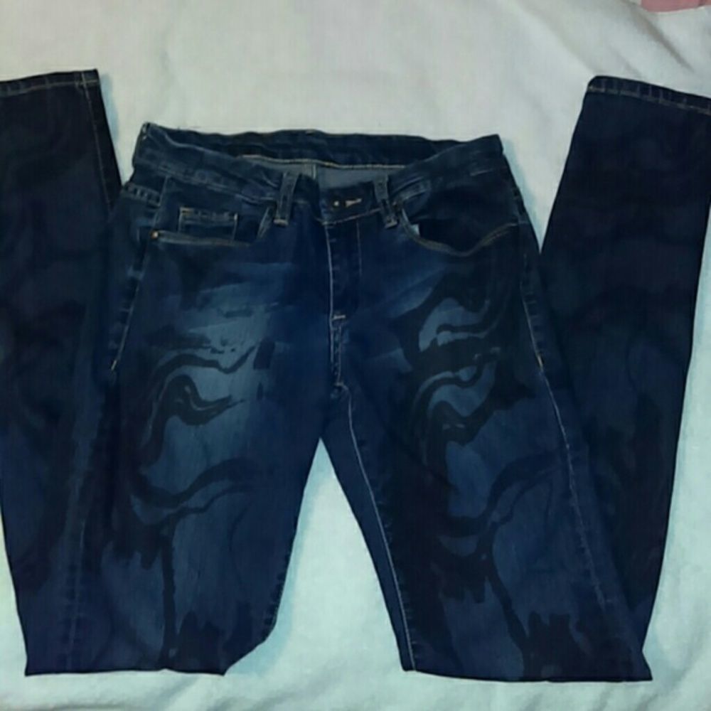 Blank Skinny Jeans‎ Curly Tribal Design W28/L32 - Picture 2 of 4